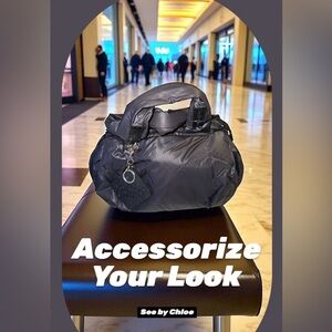 See By Chloe Mini Joy Rider Black Satin Shoulder Bag GUC